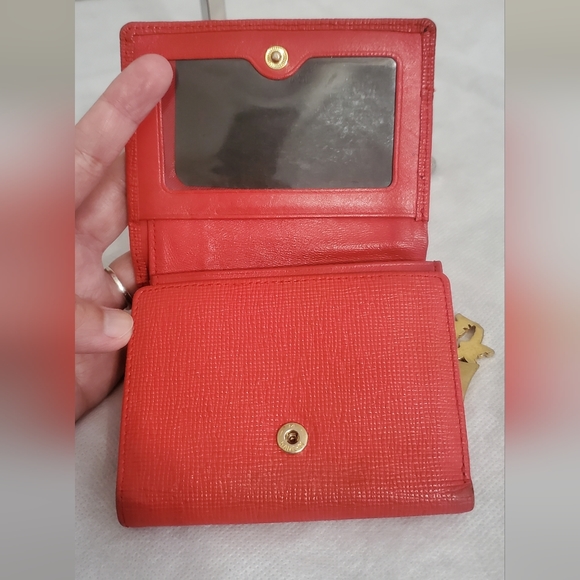 MCM Red Leather Studded Logo Motifs Trifold Wallet w/ Charms - Picture 7 of 16